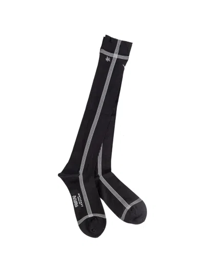 Antipast Striped-knit Knee-high Socks In Black