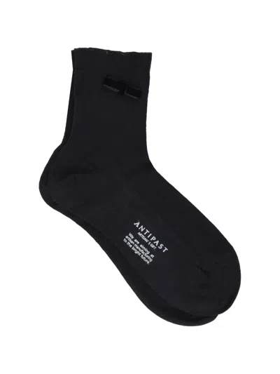 Antipast Velvet-bow Polka-dot Socks In Black