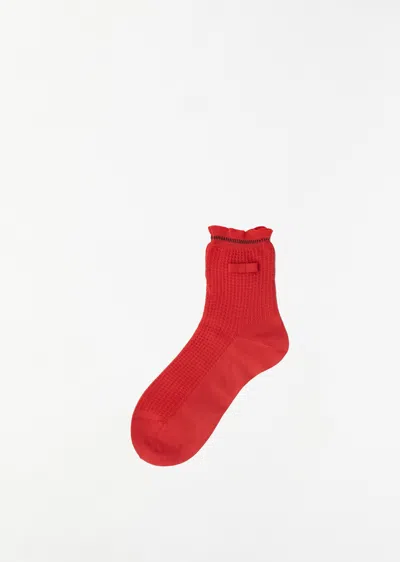 Antipast Waffle Ribbon Socks In Red