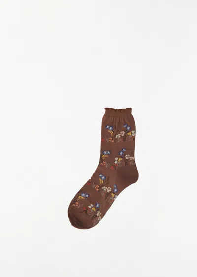 Antipast Wild Flower Socks In Brown