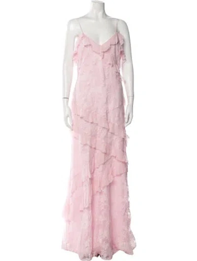 Pre-owned Antipodean Floral Print Embroidered Accent Skirt Set W/ Tags In Pink