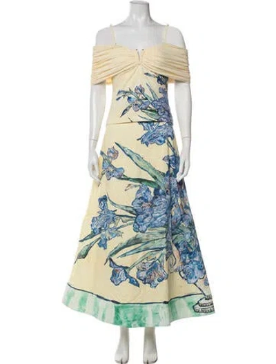 Pre-owned Antipodean Floral Print Keyhole Accent Skirt Set W/ Tags In Multicolor