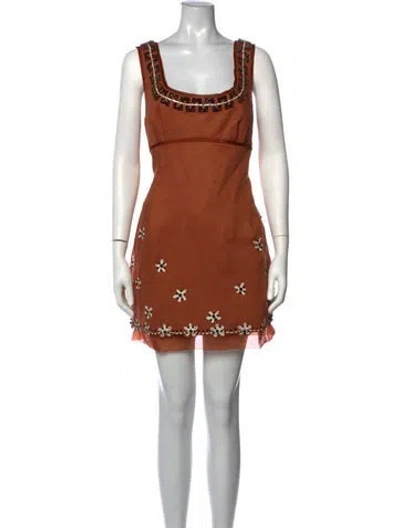 Pre-owned Antipodean Floral Print Mini Dress W/ Tags In Brown
