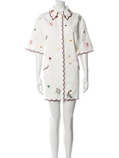 Pre-owned Antipodean Graphic Print Mini Dress In White
