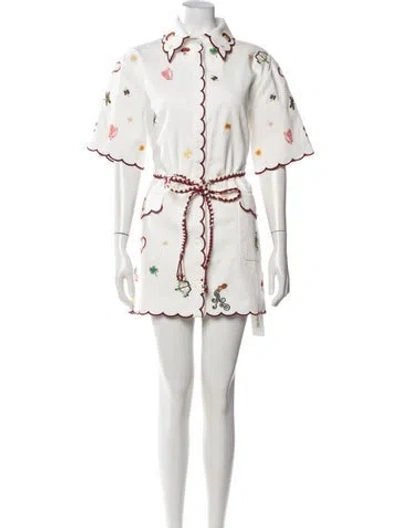 Pre-owned Antipodean Graphic Print Mini Dress In White