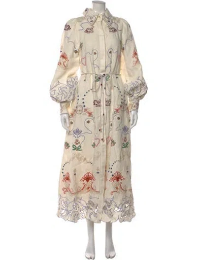 Pre-owned Antipodean Linen Long Dress In Neutral