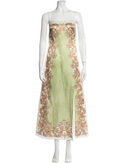 Pre-owned Antipodean Linen Long Dress W/ Tags In Green/neutrals