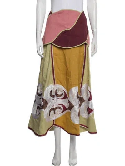 Pre-owned Antipodean Linen Long Skirt In Multicolor