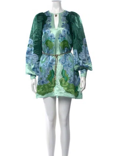 Pre-owned Antipodean Linen Mini Dress In Green