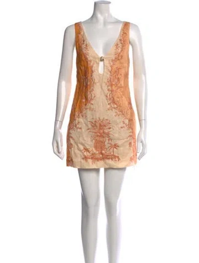Pre-owned Antipodean Linen Mini Dress In Multicolor