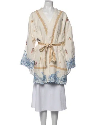 Pre-owned Antipodean Linen Patterned Jacket In Neutrals