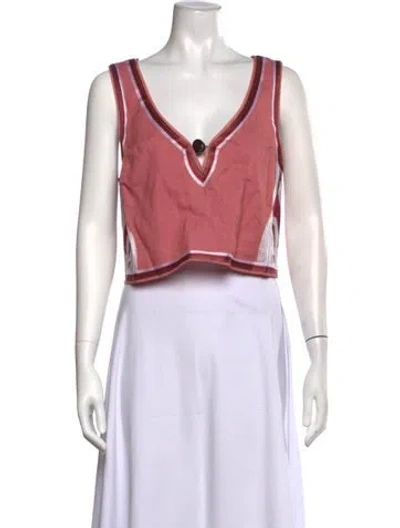 Pre-owned Antipodean Linen V-neck Crop Top W/ Tags In Pink