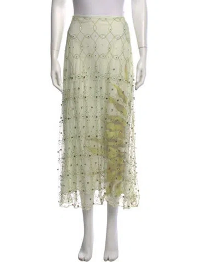 Pre-owned Antipodean Patterned Long Skirt In Green