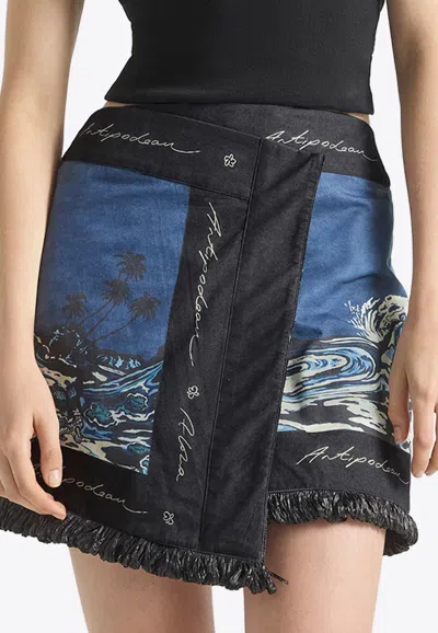 Antipodean Wavepool Mini Skirt In Blue