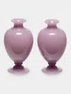 Antique And Vintage 1900s Baccarat Crystal Vases - 7in/17.5cm (set Of 2) In Pink