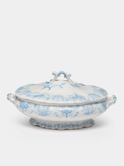 Antique And Vintage 1900s Ceramic Tureen  Abask Luxury Gift In Blue