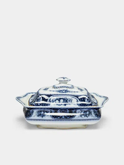 Antique And Vintage 1900s Hand-painted Ceramic Tureen In Blue