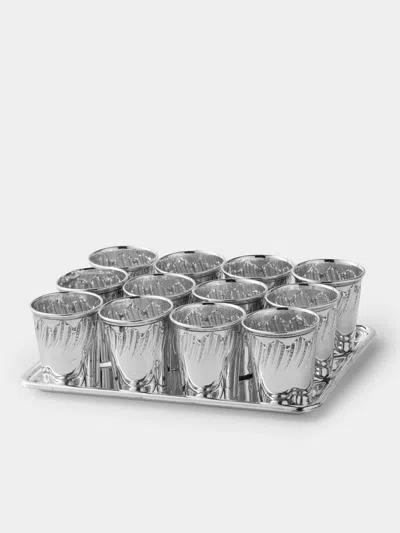 Antique And Vintage 1900s Solid Silver Shot Glasses (set Of 12)
