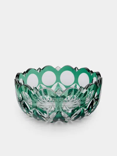 Antique And Vintage 1900s Val Saint Lambert Lotus Crystal Bowl  Abask Luxury Gift In Green