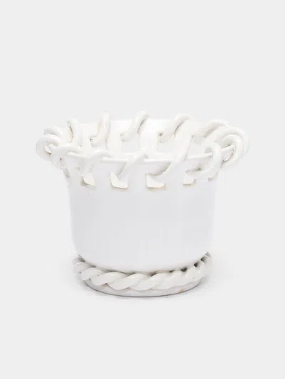 Antique And Vintage 1920s Émile Tessier Ceramic Vase (6.5in/16.5cm) In White