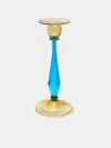 Antique And Vintage 1920s Frederick Carder For Steuben Glass Candlestick  Abask Luxury Gift In  Blue And Yellow