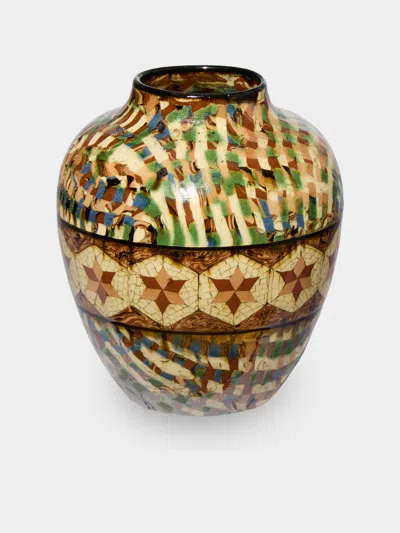 Antique And Vintage 1920s Jean Gerbino Ceramic Vase (8in/20cm) In Multi