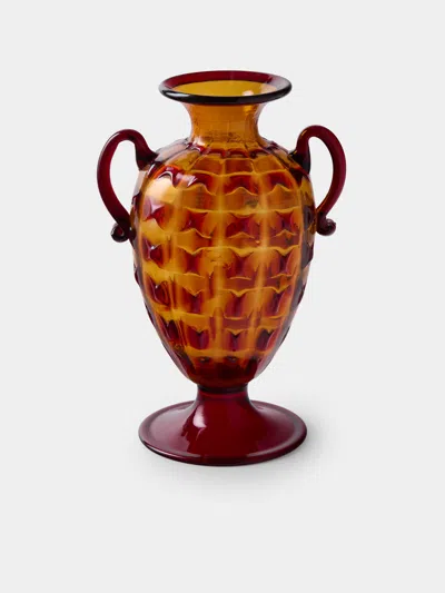 Antique And Vintage 1925 Fratelli Toso Glass Vase (14.5in/36.5cm) In Red