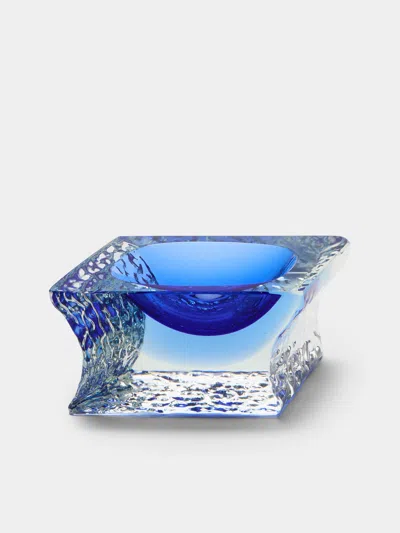 Antique And Vintage 1930s Campanella Mcm Murano Glass Ashtray In Blue