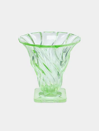Antique And Vintage 1930s Daum Crystal Vase  Abask Luxury Gift In Green