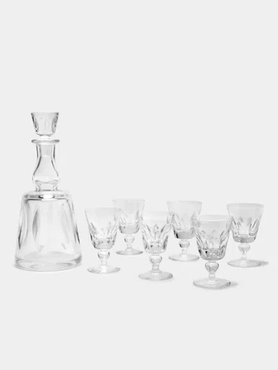 Antique And Vintage 1930s Saint Louis Crystal Decanter With Glasses (set Of 7)  Abask Gift Set In Transparent