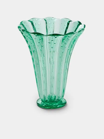 Antique And Vintage 1940s Barovier & Toso Glass Vase (9.5in/24.5cm) In Green