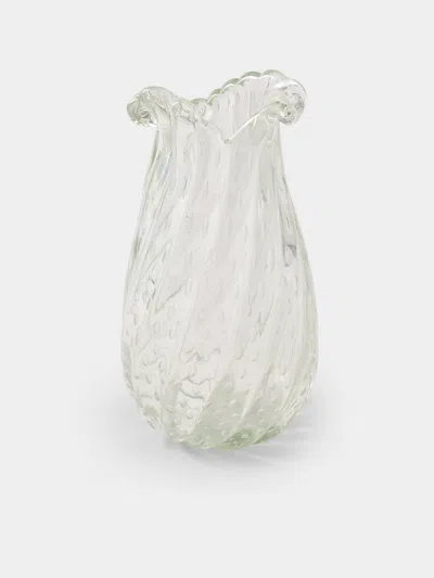 Antique And Vintage 1940s Barovier Bullicante Murano Glass Vase In Transparent