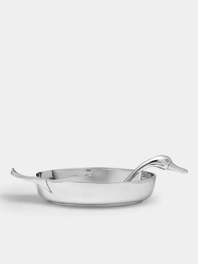 Antique And Vintage 1940s Cesa Solid Silver Duck Serving Dish And Spoon