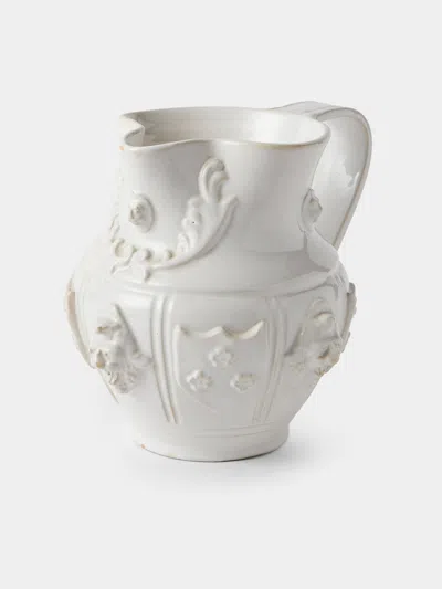 Antique And Vintage 1940s Émile Tessier Ceramic Faces Vase (10in/25.5cm) In White