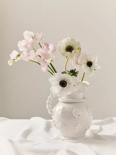 Antique And Vintage 1940s Émile Tessier Ceramic Rope-handled Vase (10.5in/26.5cm) In White