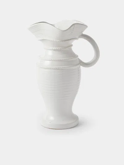 Antique And Vintage 1940s Émile Tessier Ceramic Wavy Vase (13in/32.5cm) In White