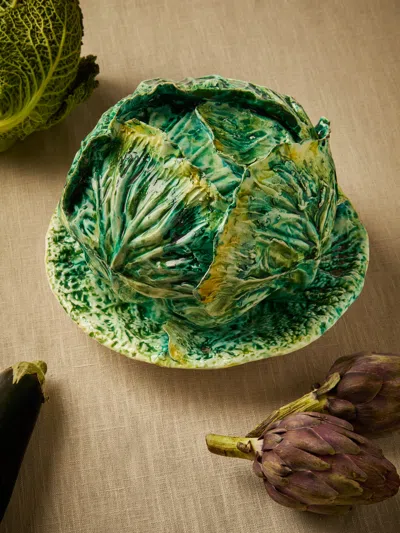 Antique And Vintage 1940s Este Ceramiche Majolica Ceramic Cabbage Serving Tureen In Green