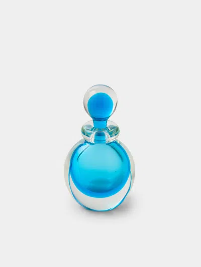 Antique And Vintage 1940s Flavio Poli Sommerso Glass Perfume Bottle In Blue