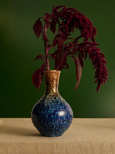 Antique And Vintage 1950s Accolay Ceramic Vase In Blue