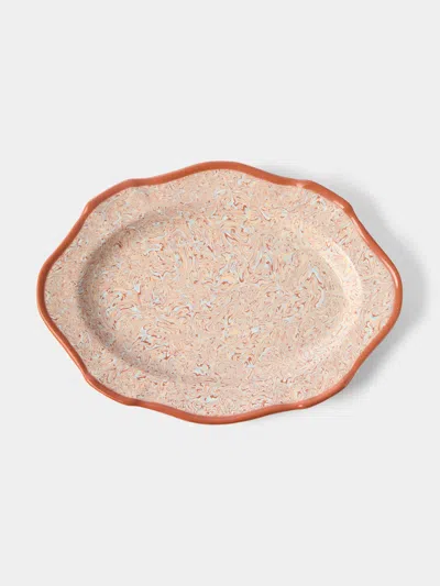 Antique And Vintage 1950s Aptware Scalloped-edge Platter  Abask Luxury Gift In Neutral