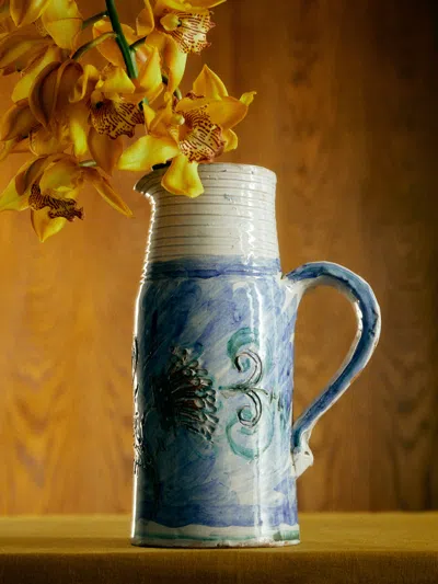 Antique And Vintage 1950s Ceramic Jug In Blue
