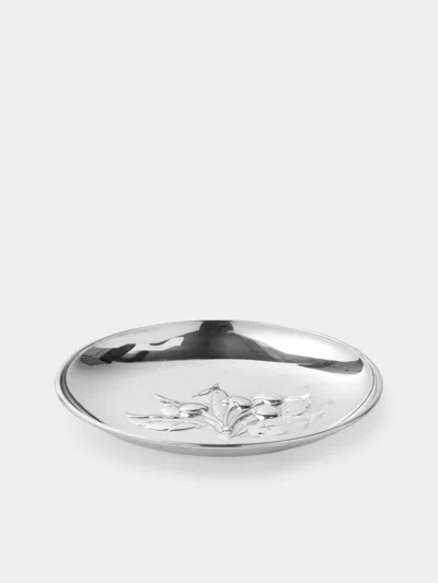 Antique And Vintage 1950s Flower Silver-plated Trinket Tray