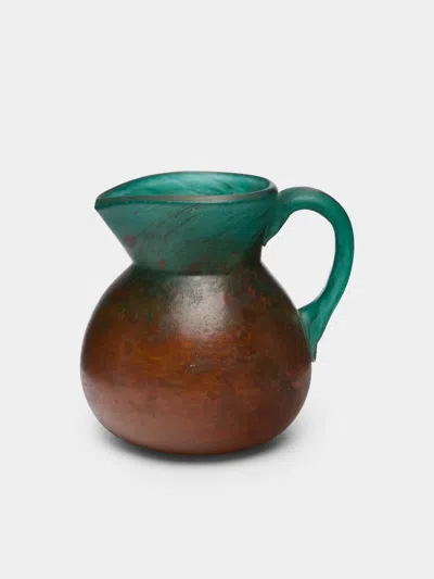 Antique And Vintage 1950s Georges De Feure Acid-cut Glass Jug  Abask Luxury Gift In Brown