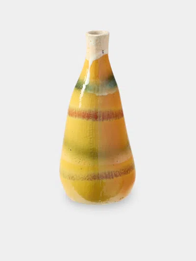 Antique And Vintage 1950s Glass Vase (11in/28cm) In Yellow