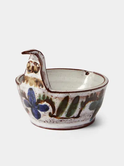 Antique And Vintage 1950s Le Mûrier Ceramic Chicken Trinket Dish In Multi