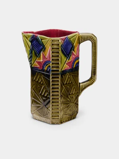 Antique And Vintage 1950s Majolica Ceramic Jug In Multi