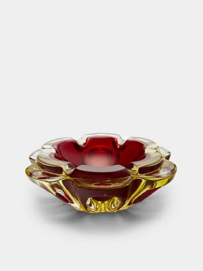 Antique And Vintage 1950s Murano Glass Ashtray  Abask Luxury Gift In Red
