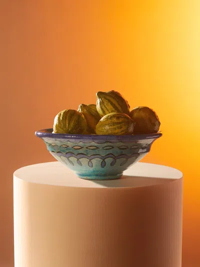 Antique And Vintage 1950s Persian Ceramic Serving Bowl In Multi