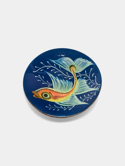 Antique And Vintage 1950s Piedmont Ceramic Fish Platter  Abask Luxury Gift In Blue