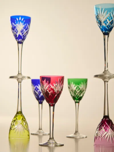 Antique And Vintage 1950s Saint Louis Chantilly Crystal Wine Glasses (set Of 8) In Multi